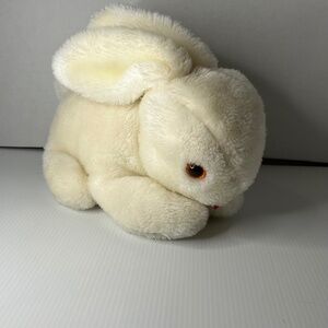 Vintage Atlanta Division Gerber Plush Stuffed White Rabbit Bunny Orange Eyes
